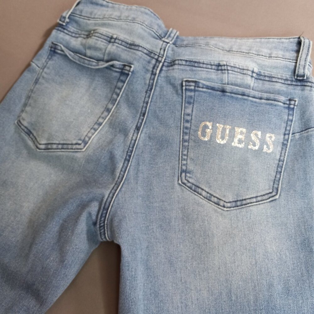 GUESS Y2K Rhinestone‎ Bling Pocket Jeans Light Wash Stretch Skinny Fit 29x28
